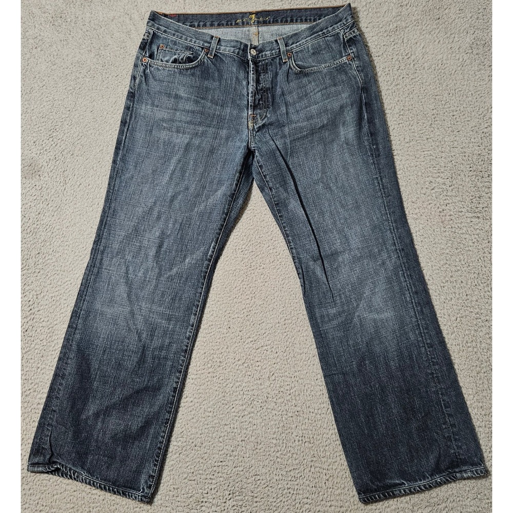 7 For All Mankind Jean Mens 36 x 30 Straight Leg Relaxed Button Denim Cotton USA